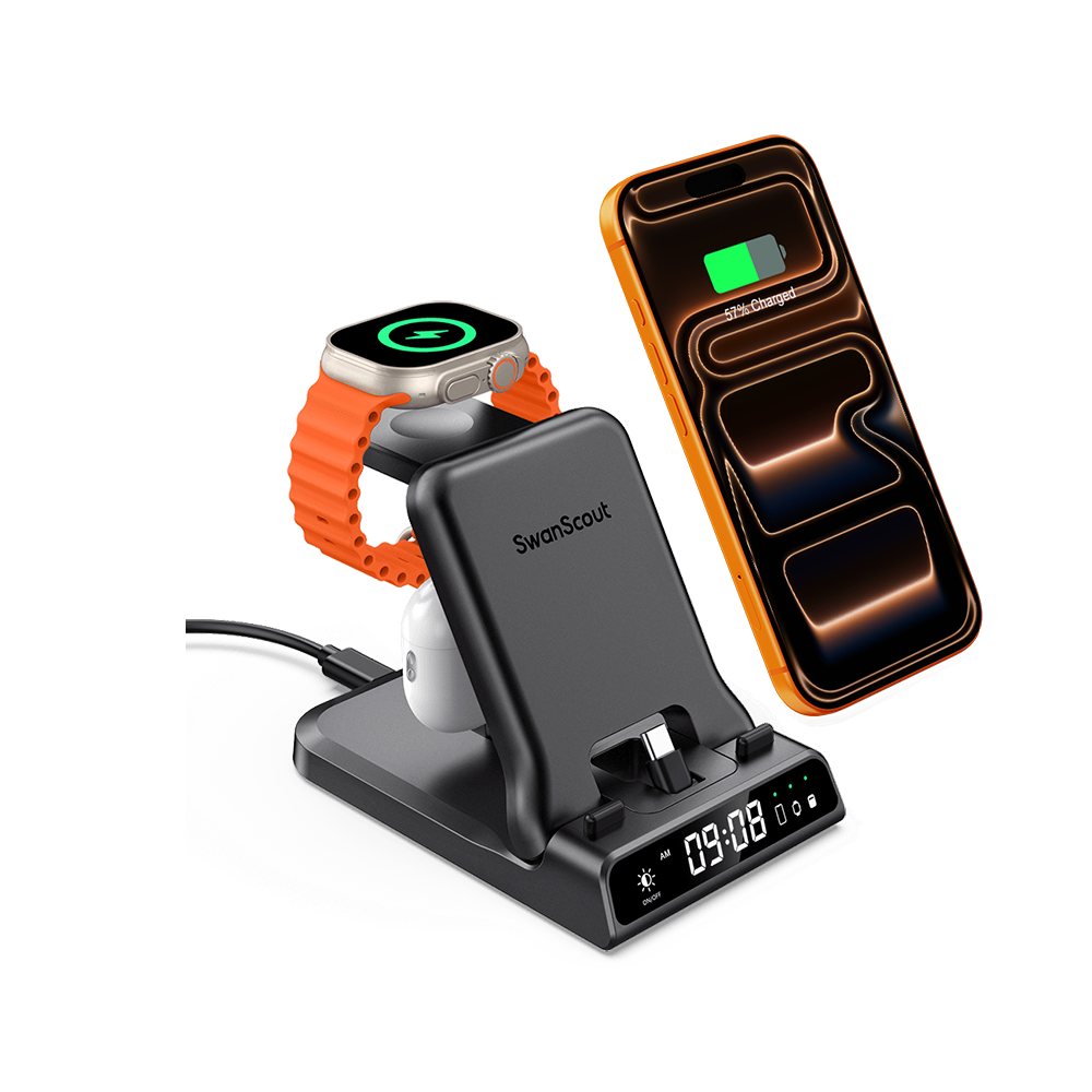 SwanScout 701AC - شاحن سريع سلكي لآبل (مع منفذ USB-C)