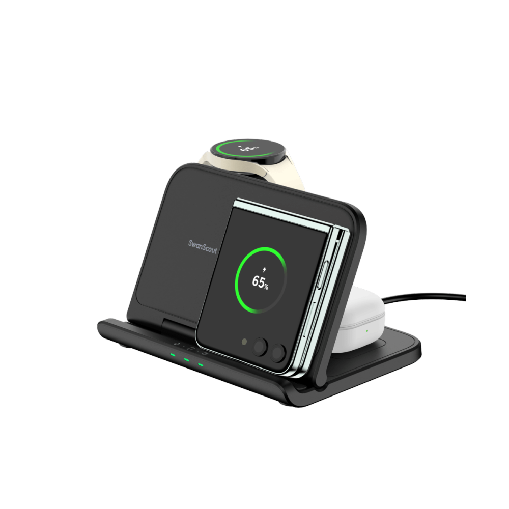 SwanScout 705S - 适用于 Samsung Galaxy Z Fold 的 3 合 1 无线充电器