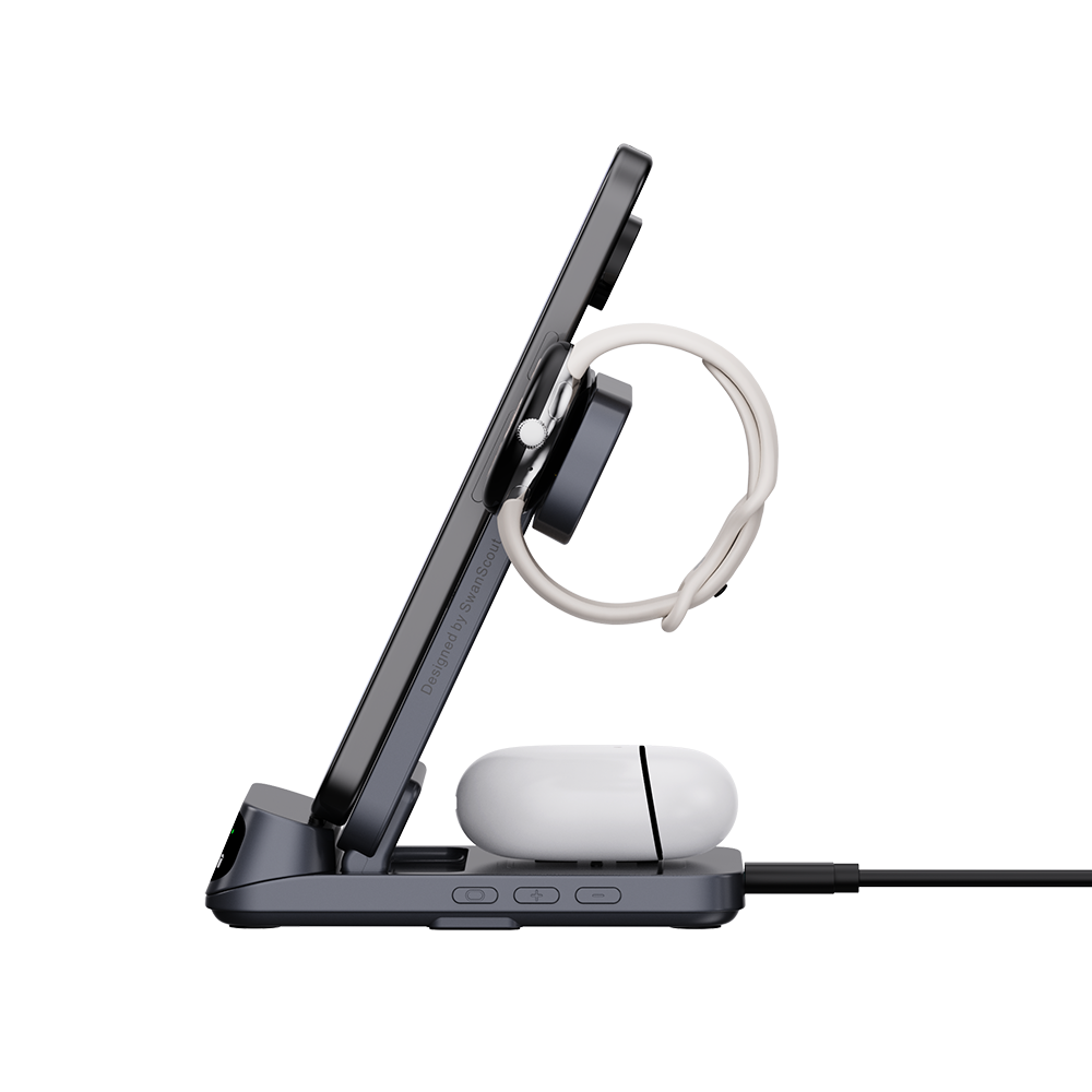 SwanScout 708G2 - Cargador Inalámbrico 3 en 1 para Pixel Watch 2/3