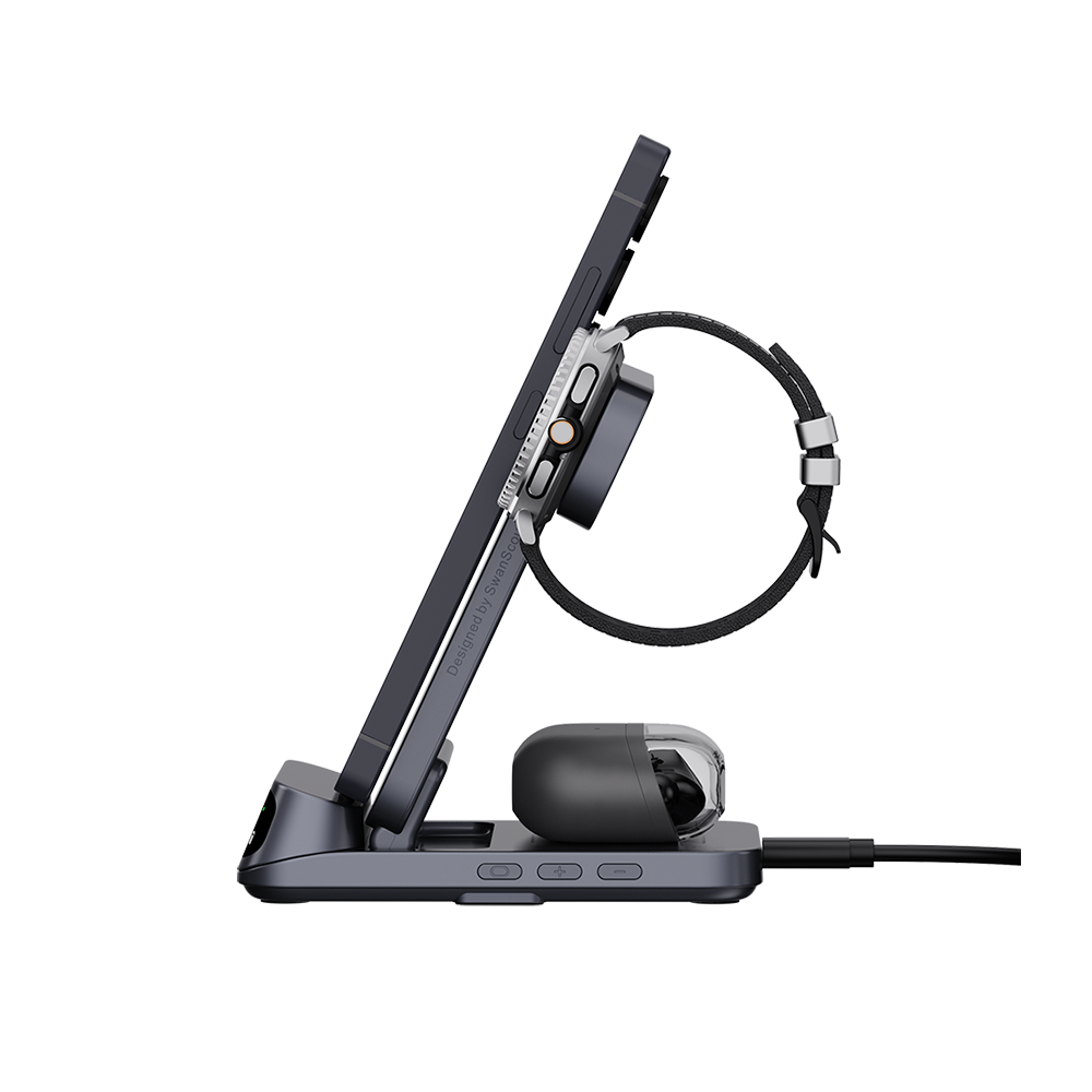 SwanScout 708S - شاحن لاسلكي 3 في 1 لسامسونج