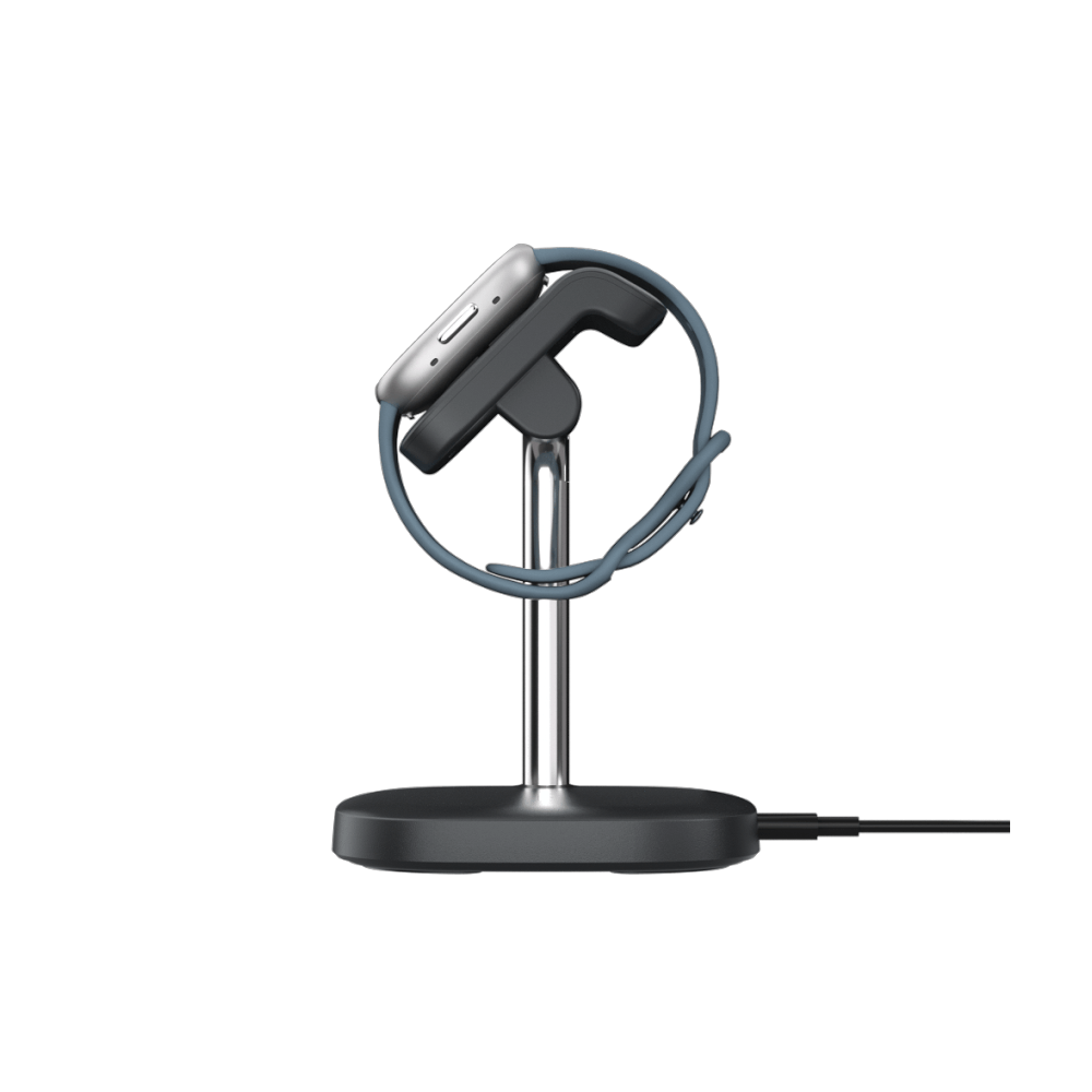 Side view of SwanScout 505FB showing the integrated watch band holder, ensuring stable positioning during 3W charging for Fitbit Sense.