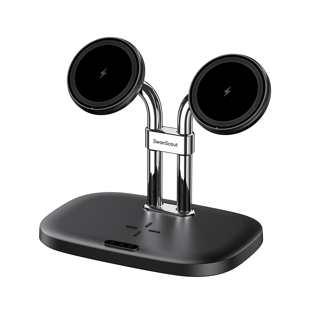 Wireless charger with smart magnetic alignment for Samsung devices, preventing slips and misalignment.