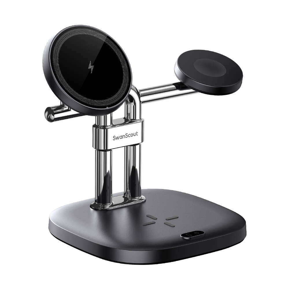 SwanScout 712M - 3-i-1 Magnetisk Trådlös Laddstation för Apple