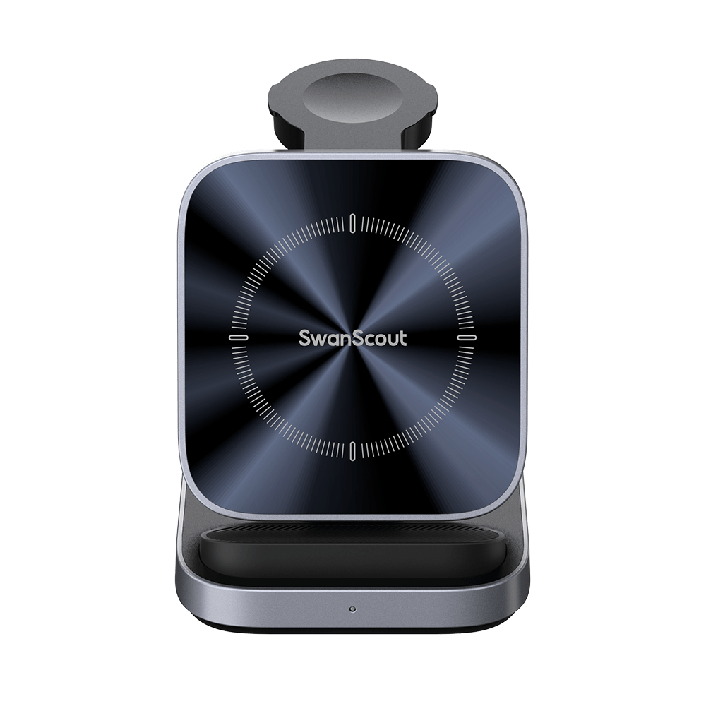SwanScout 713A - Сгъваем 3-в-1 безжичен заряден за Apple