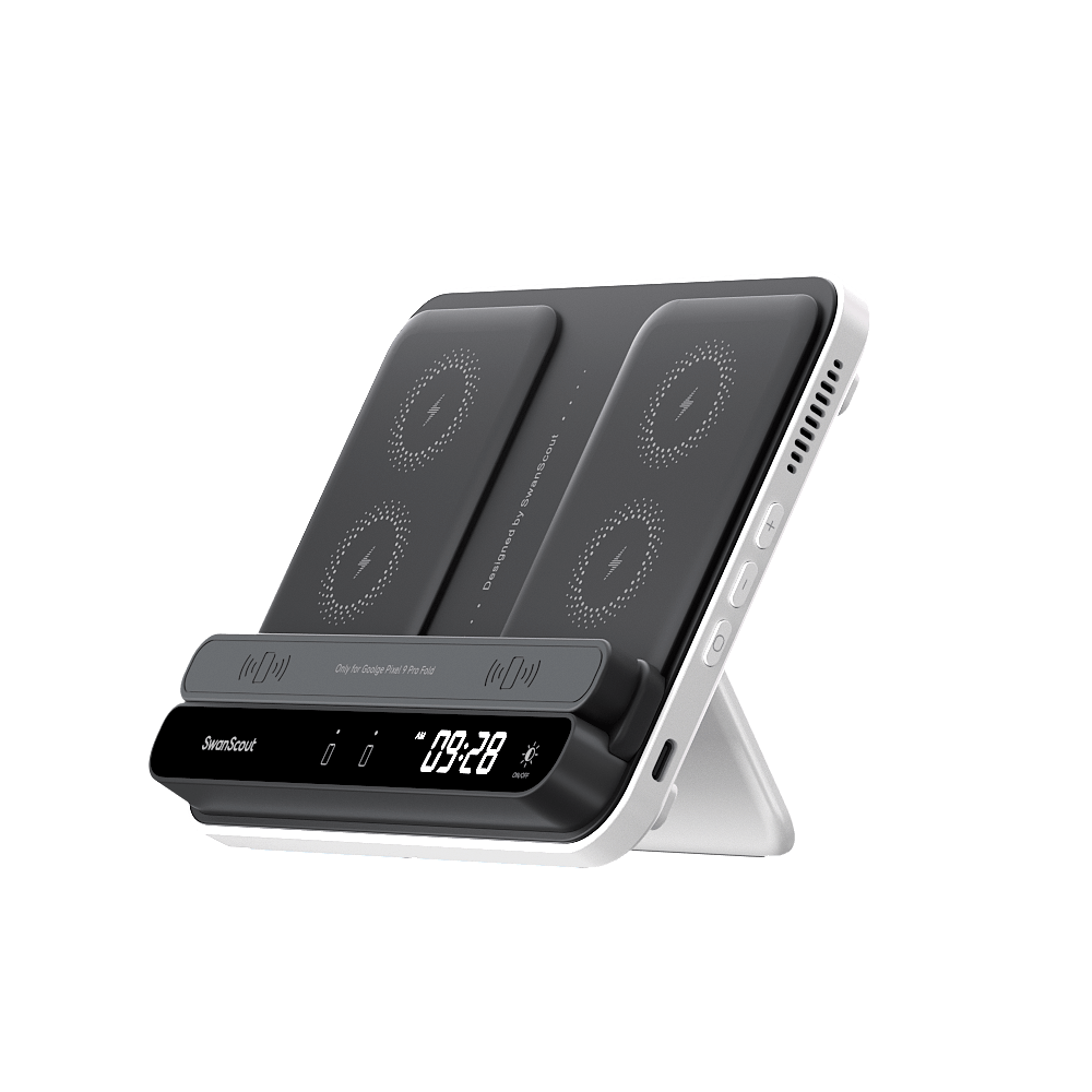 With the SwanScout 710FG2, the Pixel Fold 9 Pro charges seamlessly while your watch and earbuds power up in one elegant station.