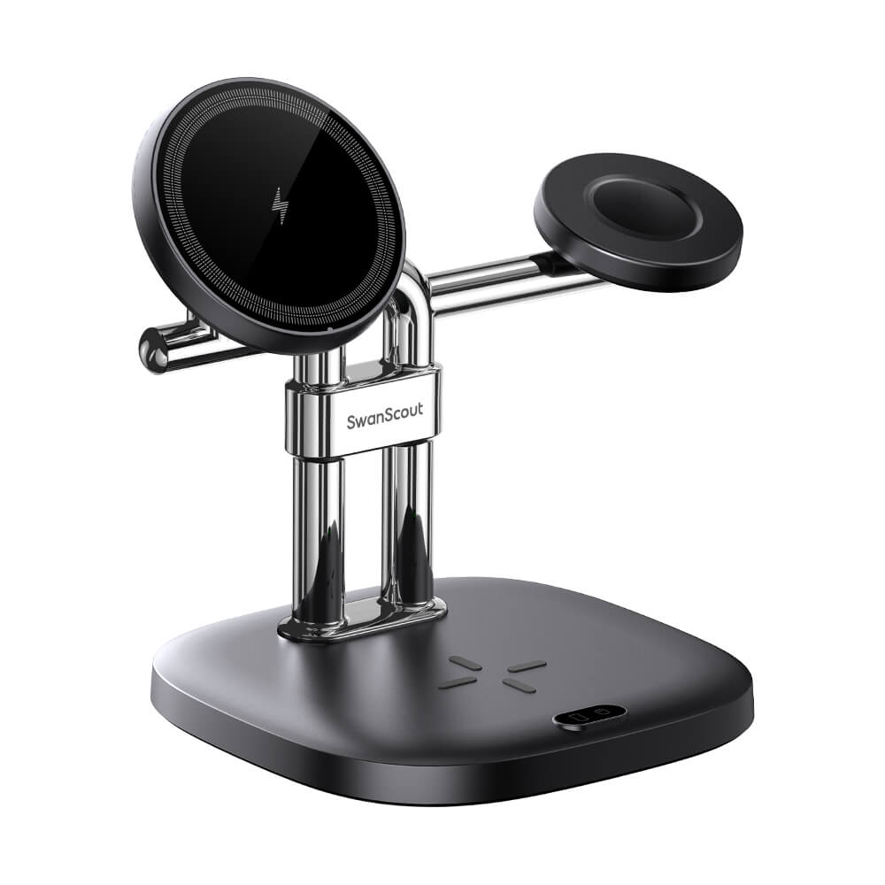 SwanScout 712SM - محطة شحن لاسلكية مغناطيسية 3 في 1 لهواتف Samsung