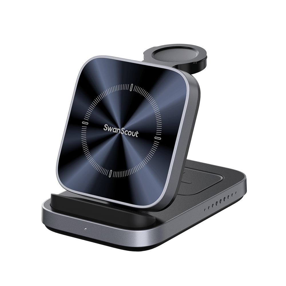 SwanScout 713F wireless charger with smart LED indicator for earbuds case charging.