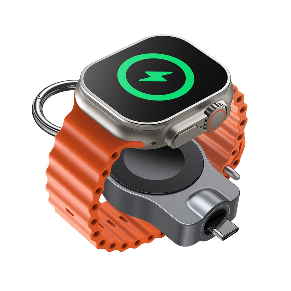 SwanScout 510A - Caricatore rapido portatile per Apple Watch con design USB-C rotante