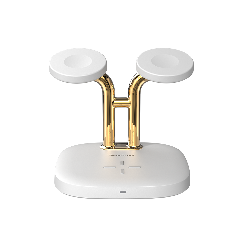white and gold SwanScout 704A, highlighting its refined metallic textures and compact footprint for home or office use