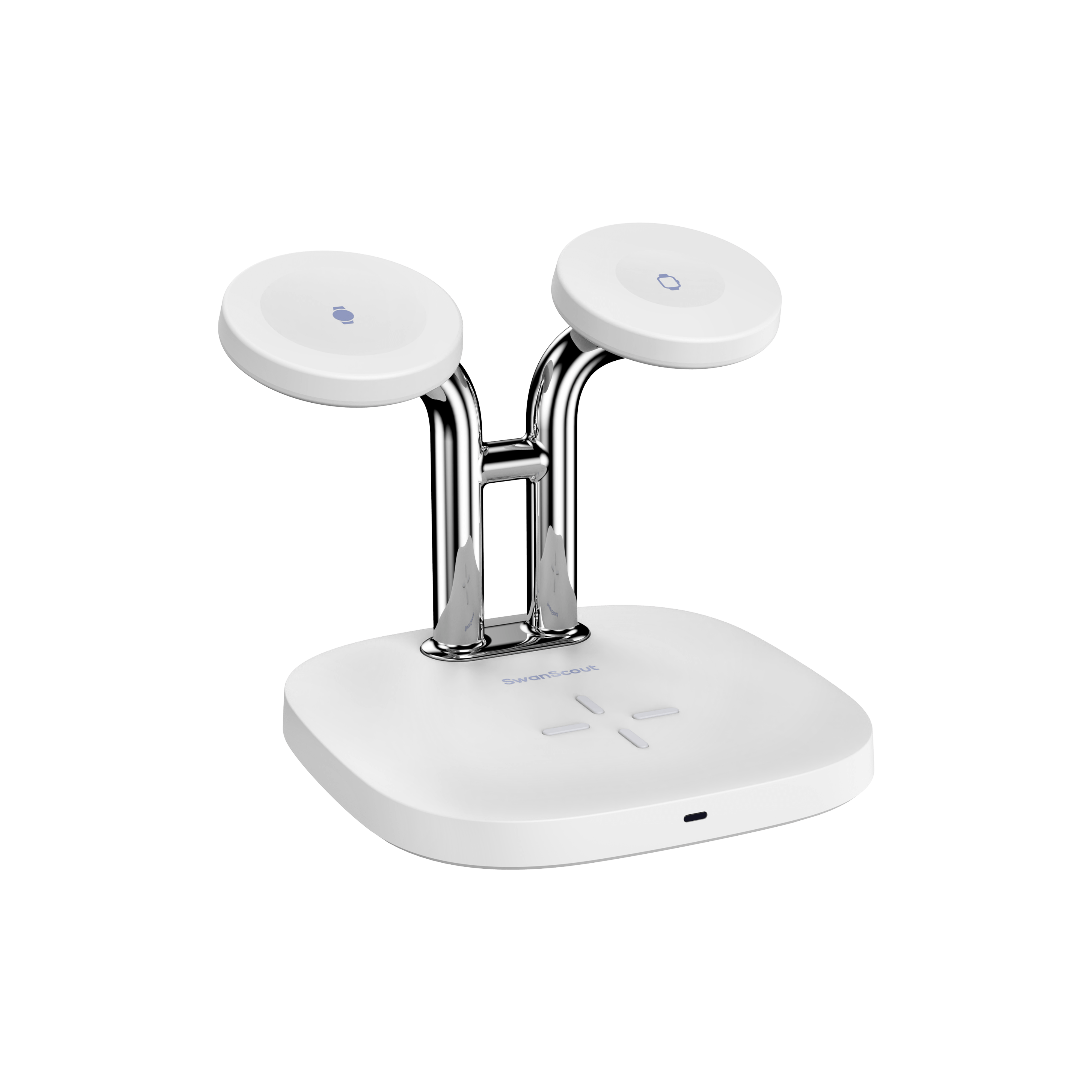 SwanScout 704D right-side view focusing on the 5W magnetic fast charging connector compatible with Apple Watch Series 11, 10, and Ultra