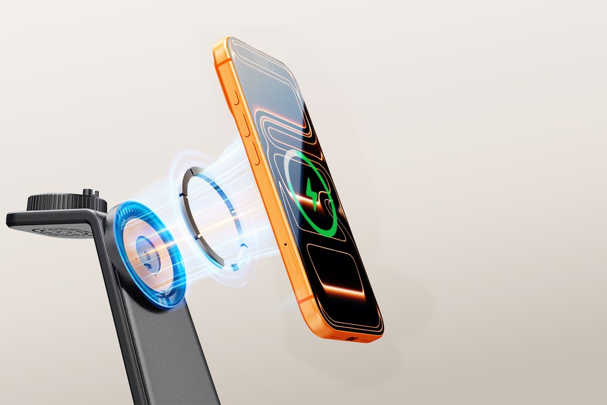 Magnetic auto-alignment and secure hold for stable phone charging with SwanScout C02GM