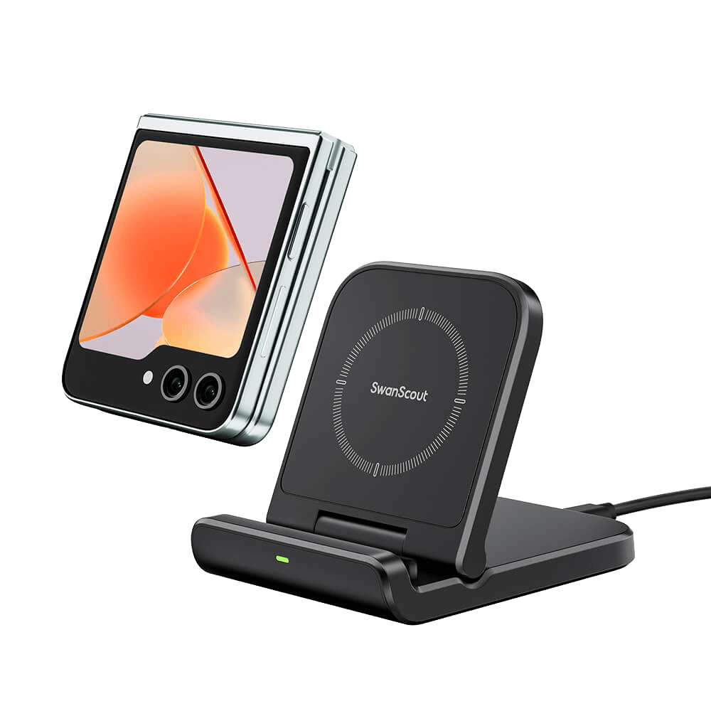 The SwanScout 501S is a compact power bank and wireless charger for Samsung, ideal for users seeking fast, cable-free charging.