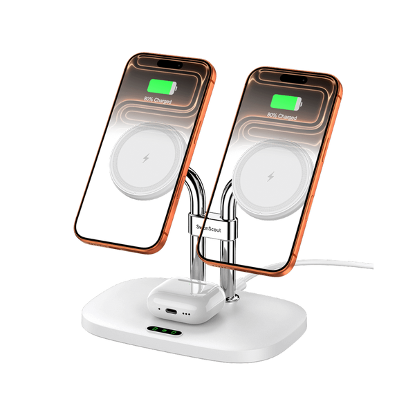 SwanScout 706M - Магнитна станция за зареждане на два телефона за Apple