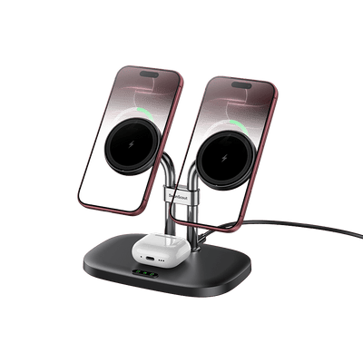 SwanScout 706M - Duales magnetisches Ladegerät für iPhone & kabellose Dockingstation für AirPods