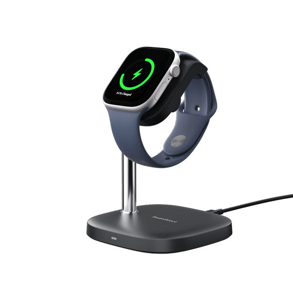 The SwanScout 505A is a sleek Apple Watch charger stand, combining fast charging with a minimalist vertical display.