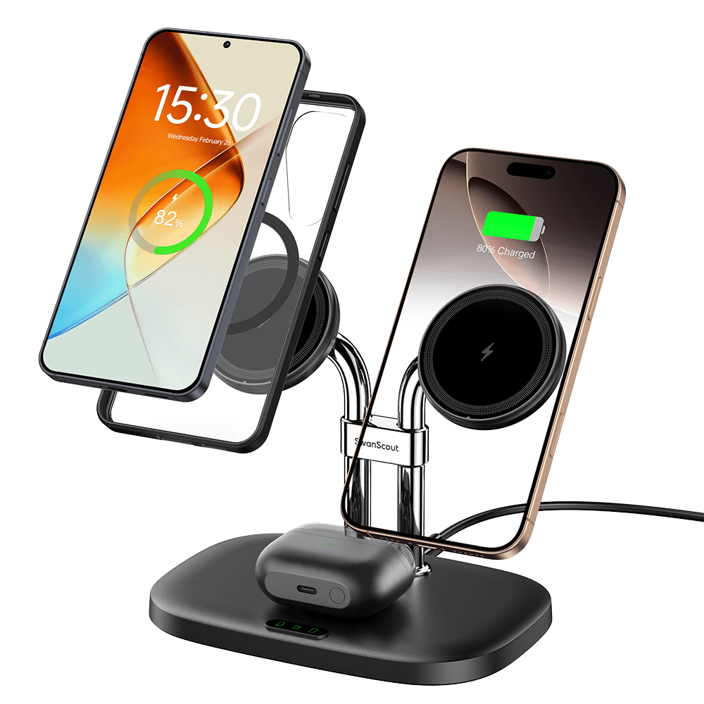 SwanScout 706SM - Cargador magnético doble para Samsung