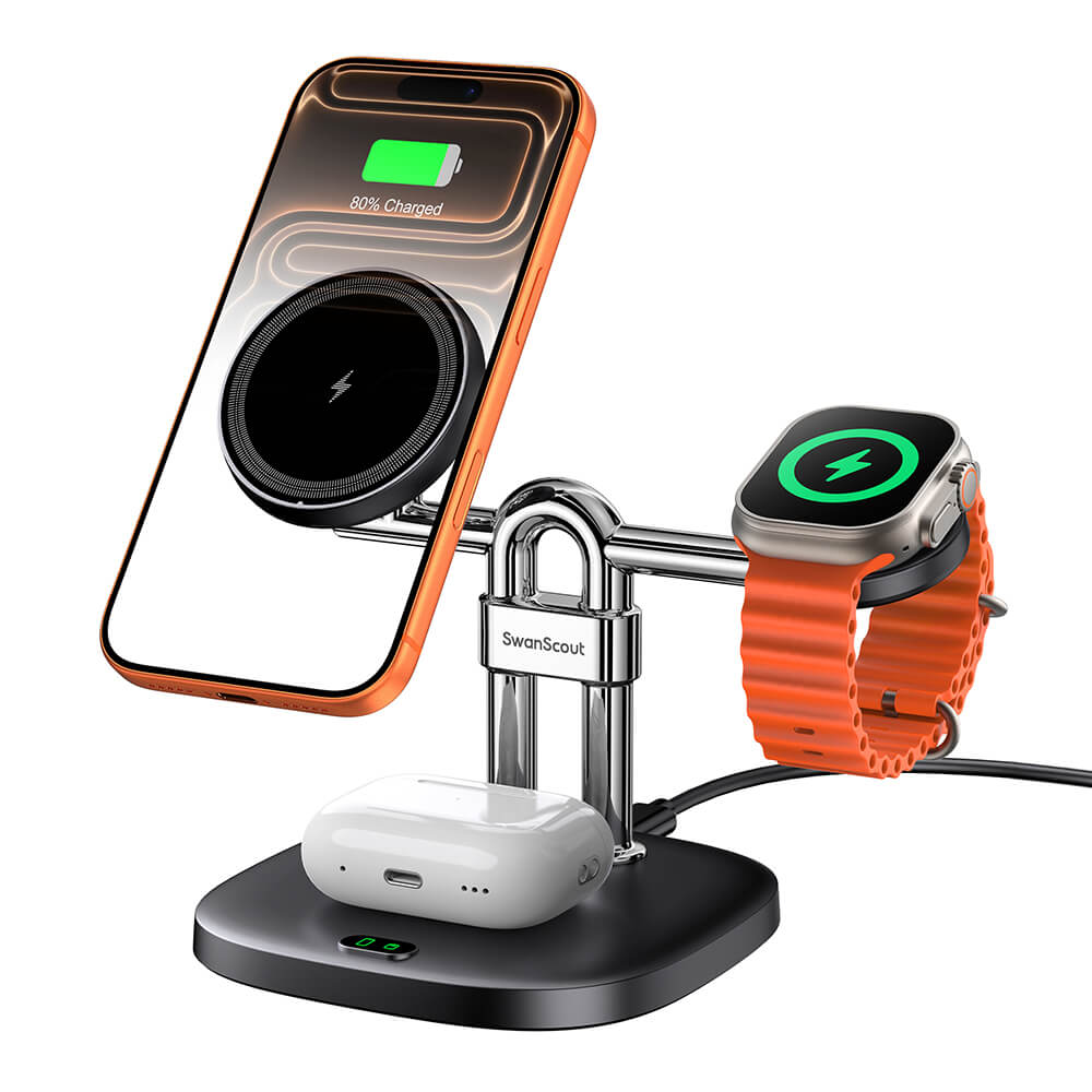 SwanScout 712M – 3 w 1 Magnetyczna Bezprzewodowa Stacja Ładowania dla Apple