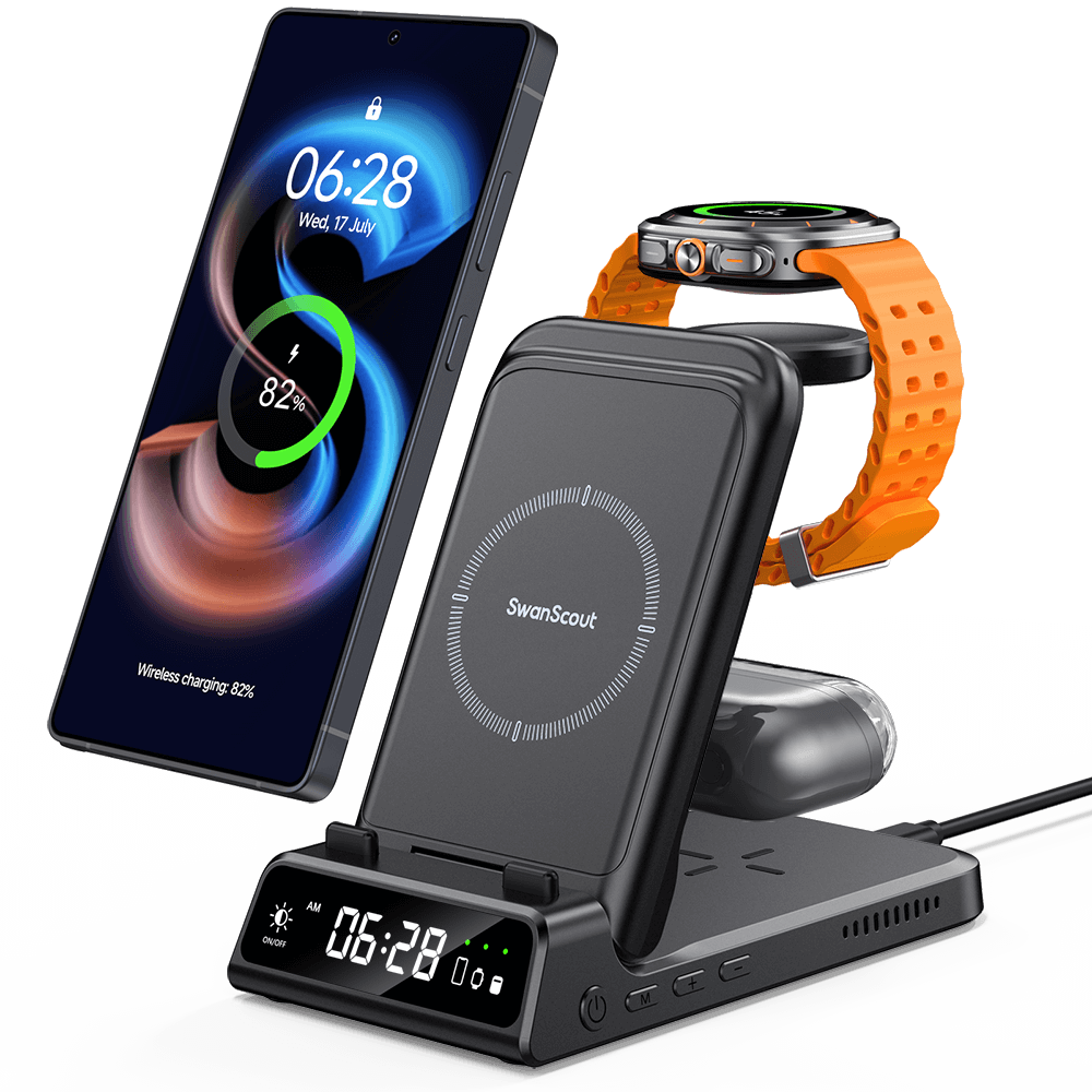SwanScout 703S - Caricatore Wireless 3 in 1 per Samsung