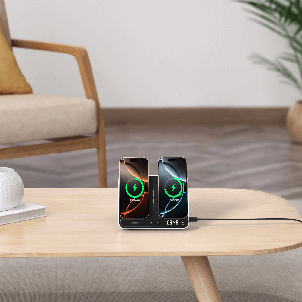 An Apple dual charger is designed to charge two Apple devices at the same time, maximizing convenience and efficiency.