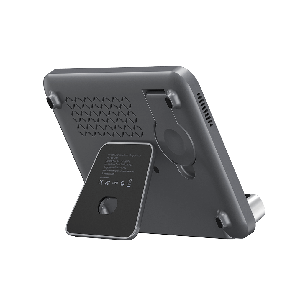 SwanScout 710A - Caricatore wireless doppio per due iPhone e un Apple Watch