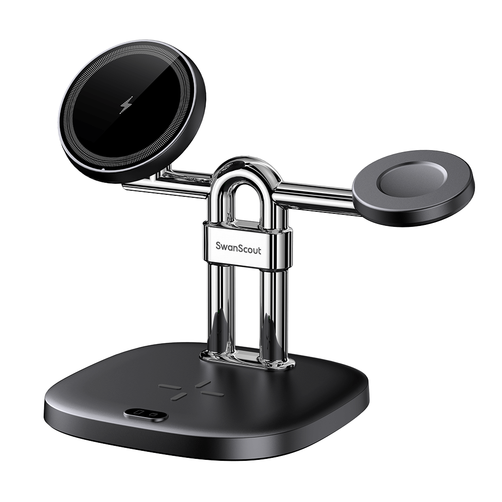 SwanScout 712SM - 3-в-1 магнитна безжична зарядна станция за Samsung