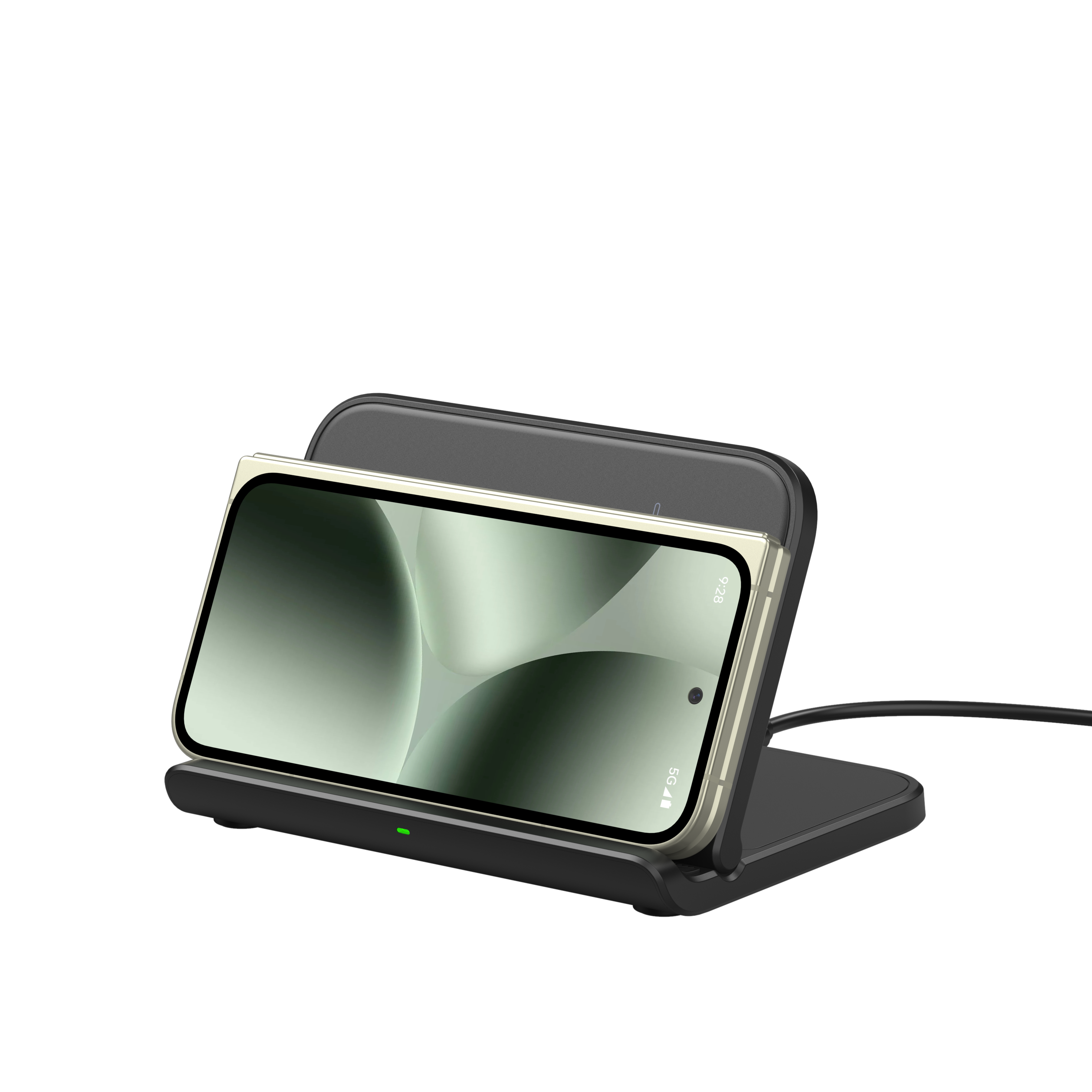 SwanScout 503G wireless charger for Google Pixel Fold, horizontal foldable phone charging with right-edge alignment, portable and travel-friendly