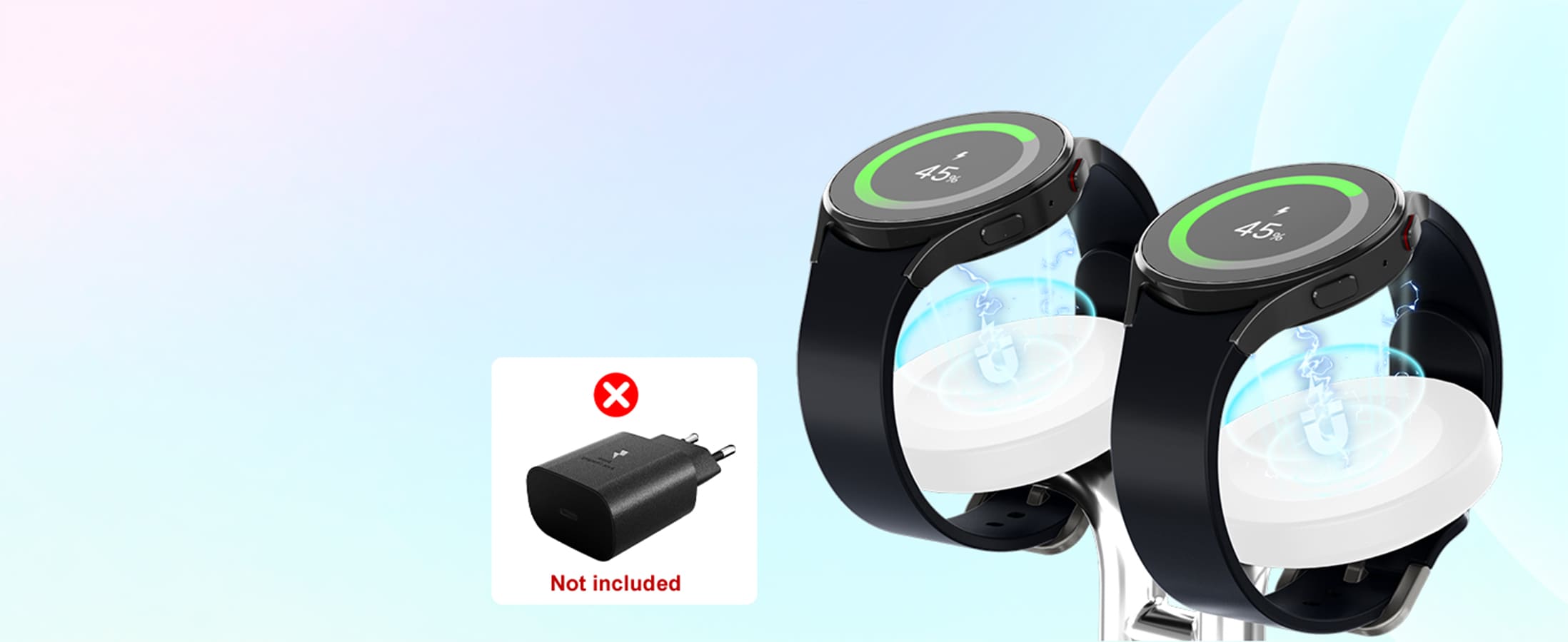 Magnetic alignment for quick wireless charging of a Galaxy Watch with SwanScout 704S