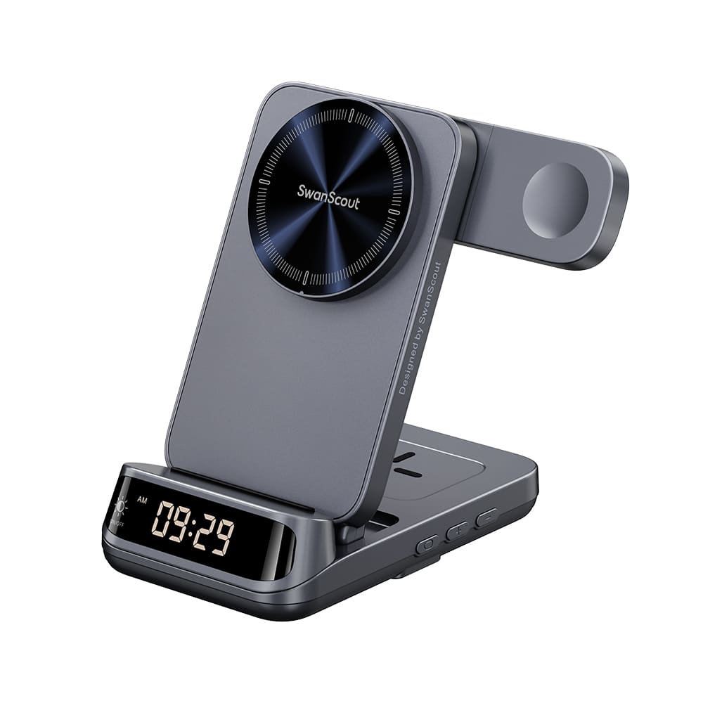 SwanScout 708M-25W - 3v1 25W rychlá magnetická bezdrátová nabíječka pro zařízení Apple