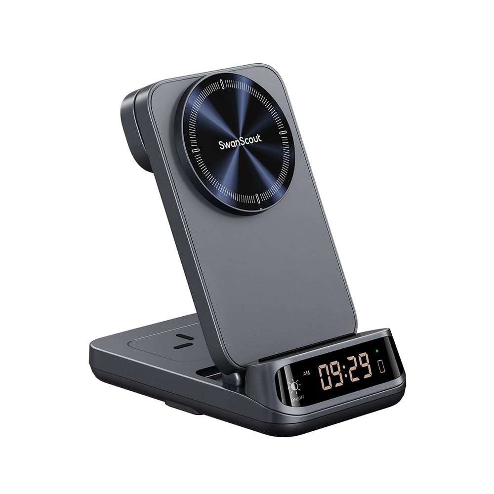 SwanScout 708M-25W - 3v1 25W rychlá magnetická bezdrátová nabíječka pro zařízení Apple
