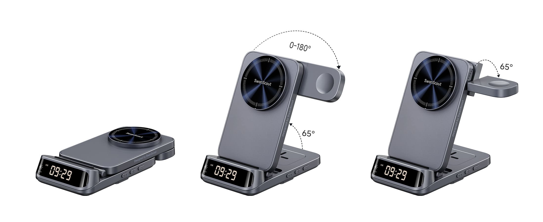 SwanScout 708M foldable travel wireless charger compact storage design