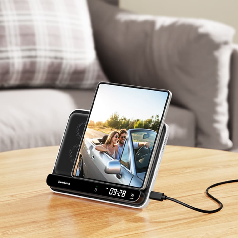 Dual phone charging station for convenient home charging on a coffee table SwanScout 710A