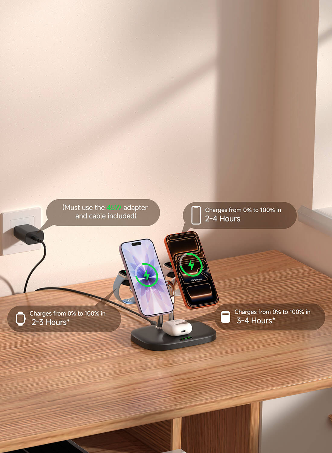 Swanscout 902M 3-in-1 Wireless Charger Fast Charging iPhone Apple Watch and AirPods